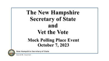 Vet the Vote A mock election to encourage New Hampshire veterans to volunteer as poll workers