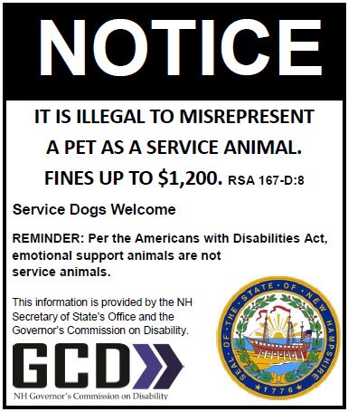 Service Dog Notice
